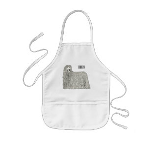 Komondor hund tecknad illustration barnförkläde