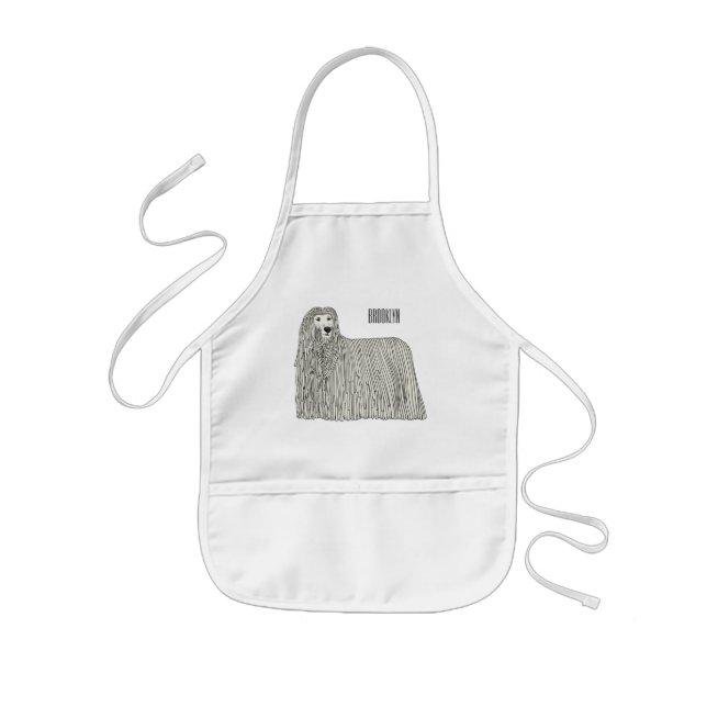Komondor hund tecknad illustration barnförkläde (Framsidan)