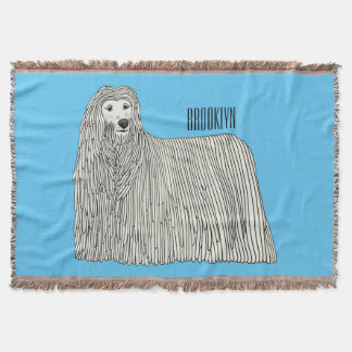Komondor hund tecknad illustration filt