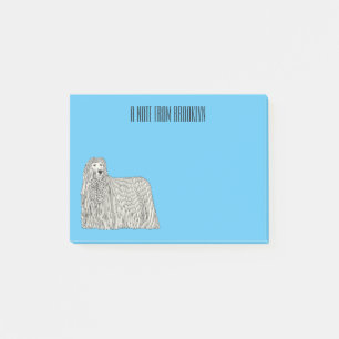 Komondor hund tecknad illustration post-it block