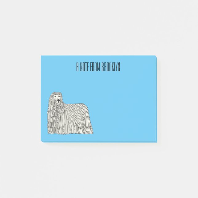 Komondor hund tecknad illustration post-it block (Framsida)