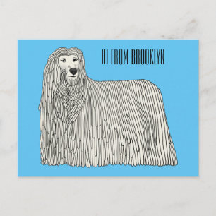 Komondor hund tecknad illustration vykort
