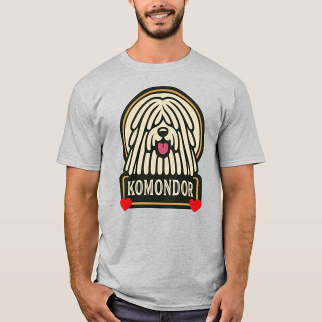 Komondor Hungary Sheepdog Mop Hund med Dread T Shirt (Framsida)