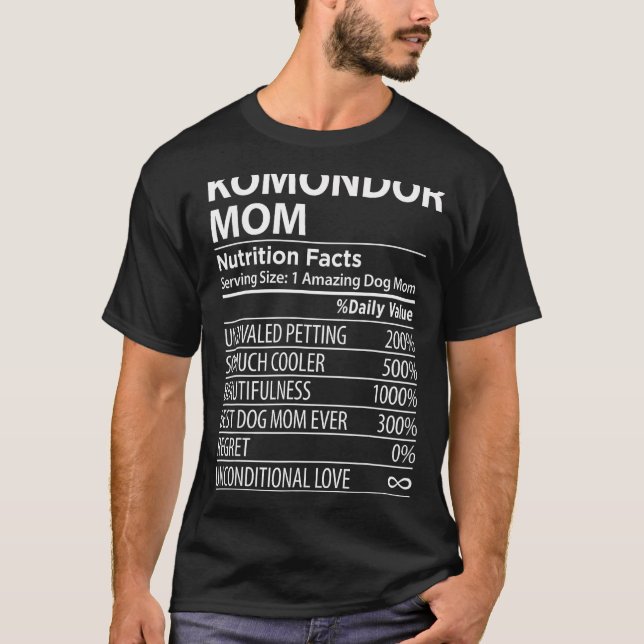 Komondor Mamma Nutrition Facts Komondor Hundägare T Shirt (Framsida)