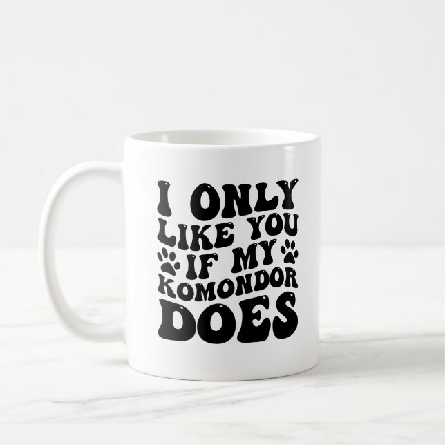 Komondor Owner, jag gillar dig bara om min Rolig h Kaffemugg (Vänster)