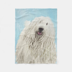 Komondor Painting - Cute Original Hund Art Fleecefilt