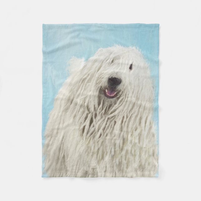 Komondor Painting - Cute Original Hund Art Fleecefilt (Framsidan)