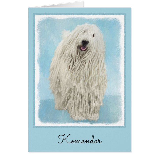Komondor Painting - Cute Original Hund Art Hälsningskort (Framsidan)