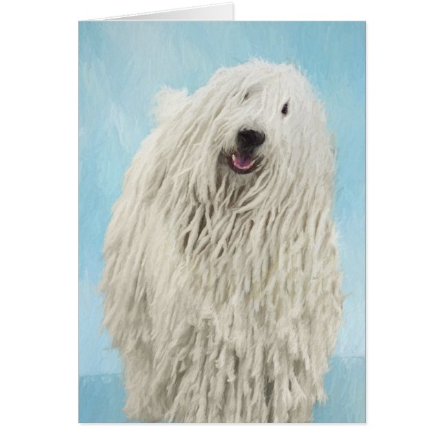 Komondor Painting - Cute Original Hund Art Hälsningskort (Framsidan)