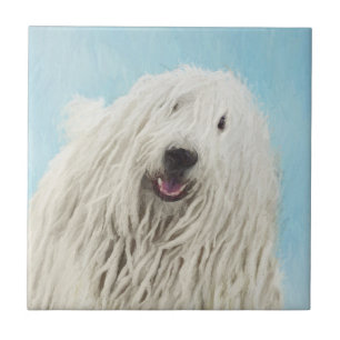 Komondor Painting - Cute Original Hund Art Kakelplatta