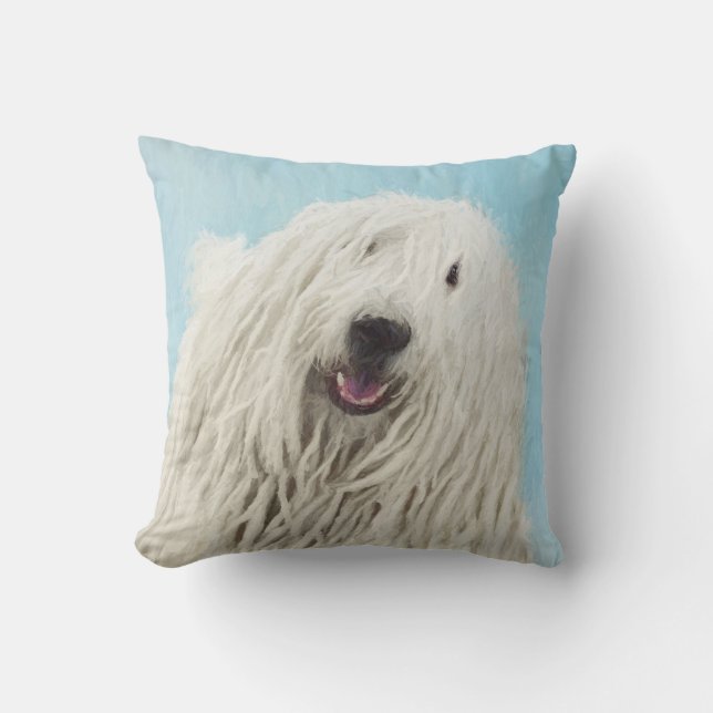 Komondor Painting - Cute Original Hund Art Kudde (Framsida)