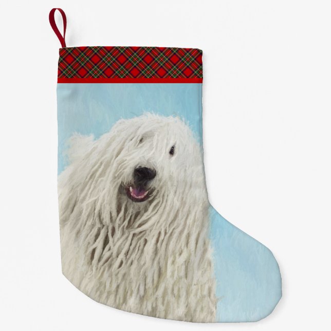 Komondor Painting - Cute Original Hund Art Liten Julstrumpa (Framsidan)