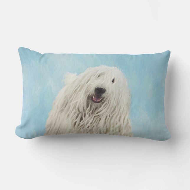 Komondor Painting - Cute Original Hund Art Lumbarkudde (Framsida)