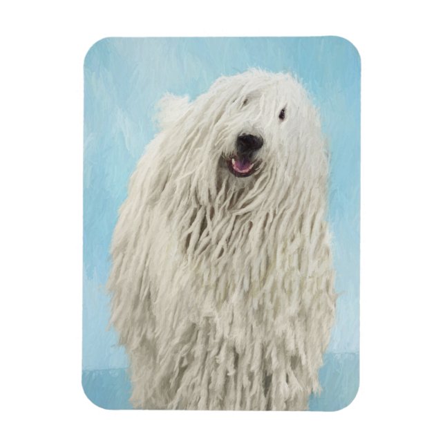 Komondor Painting - Cute Original Hund Art Magnet (Vertikal)