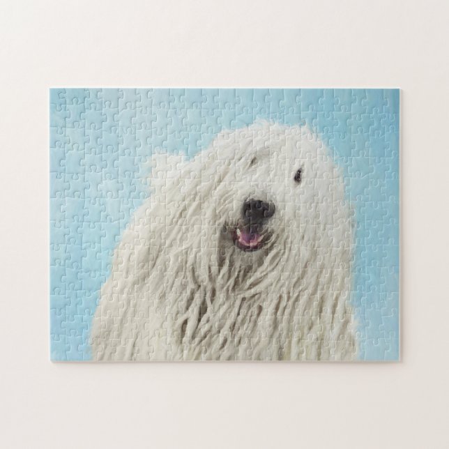 Komondor Painting - Cute Original Hund Art Pussel (Horisontell)
