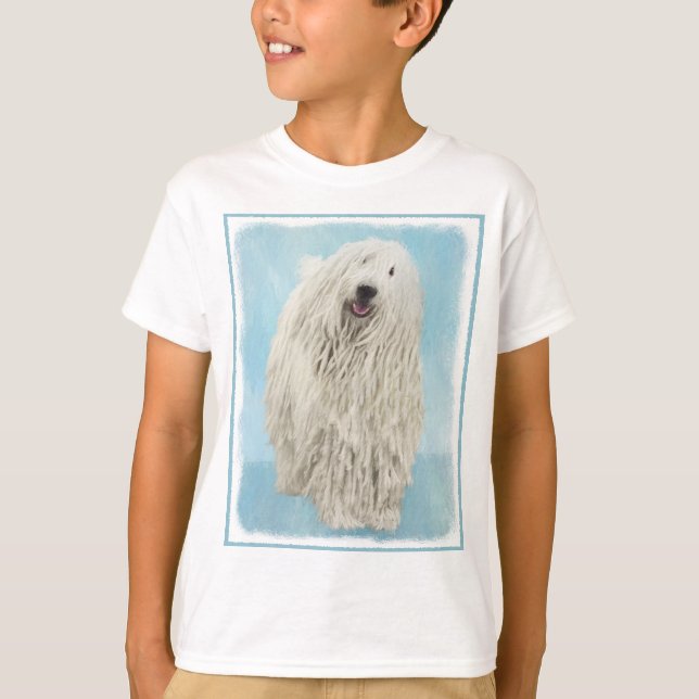 Komondor Painting - Cute Original Hund Art T Shirt (Framsida)