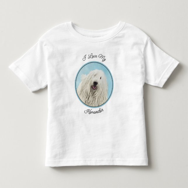 Komondor Painting - Cute Original Hund Art T Shirt (Framsida)