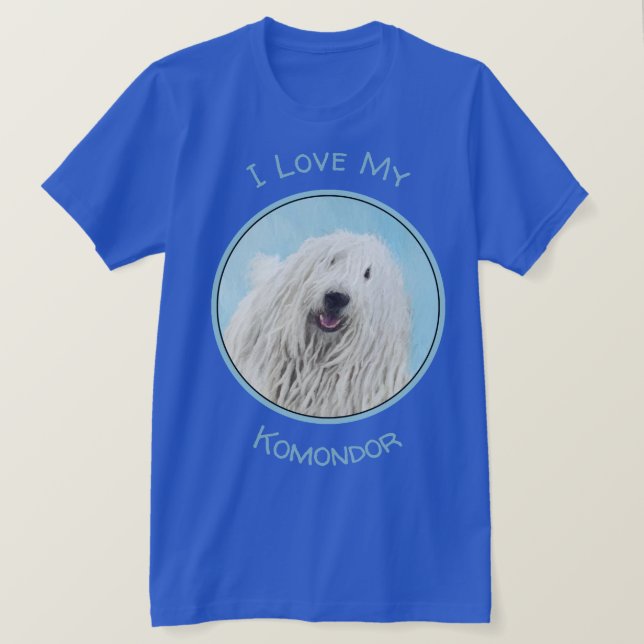 Komondor Painting - Cute Original Hund Art T Shirt (Design framsida)