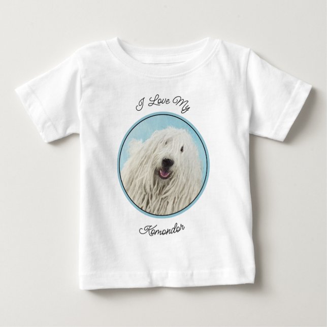 Komondor Painting - Cute Original Hund Art T Shirt (Framsida)