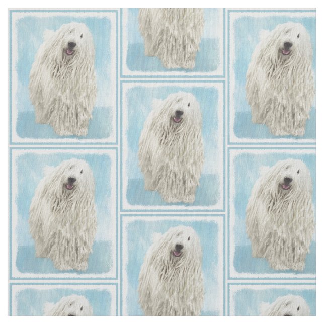 Komondor Painting - Cute Original Hund Art Tyg (Provkarta)