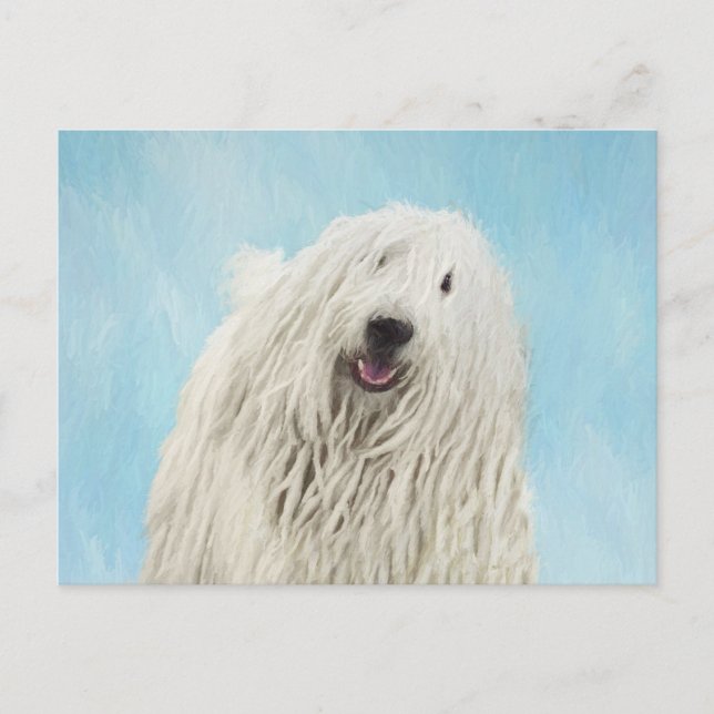 Komondor Painting - Cute Original Hund Art Vykort (Framsida)