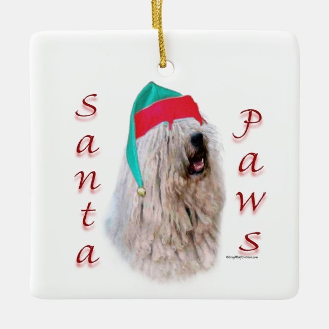 Komondor Santa Tassar Julgransprydnad Keramik (Framsida)