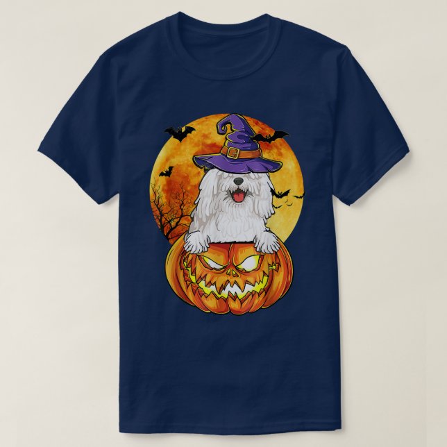 Komondor Witch Pumpkin Halloween Hund älskare Funn T Shirt (Design framsida)