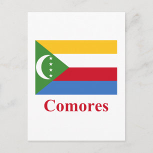 Komorerna Flagga med Namn i Fransk Vykort
