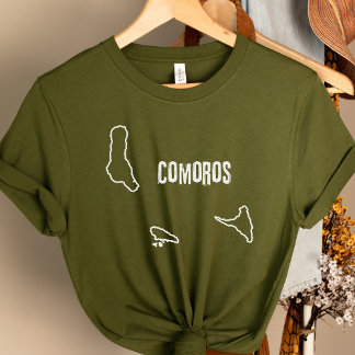Komorerna Land Karta, gränslinje för Komorernas gr T Shirt