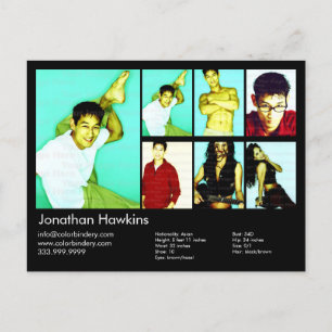 Komp. för svart huvudskott för Actor & Model Vykort