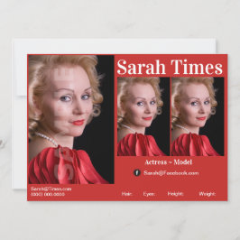 Komp.mall för huvudskott för Actor & Model Inbjudningar