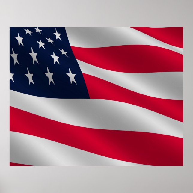 KOMPAKT FOTOBAKGRUND - USA-flagga stjärnor och rän Poster (Framsidan)