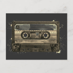 Kompakt kassettband gammalt retro vintage vykort