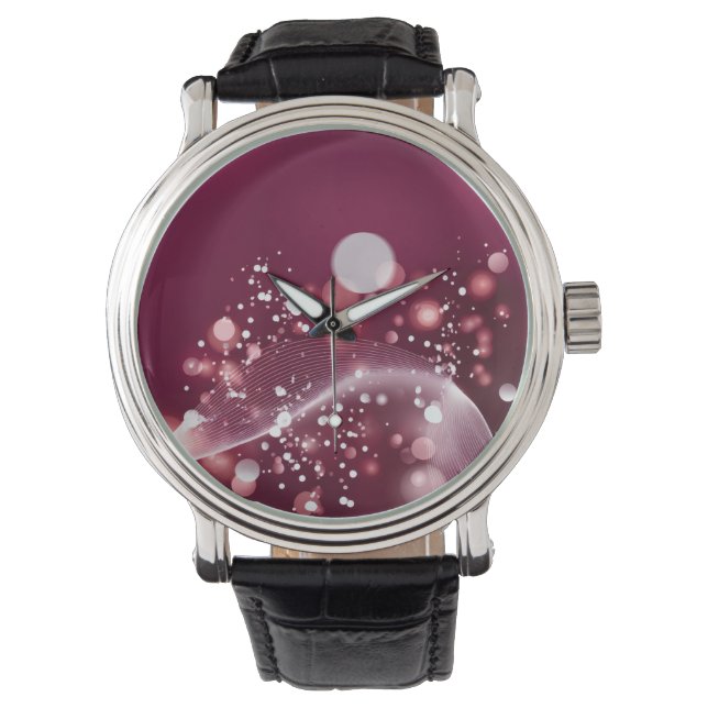 Kompakt spegel Elegant Rosa och Vit Design Armbandsur (Framsida)