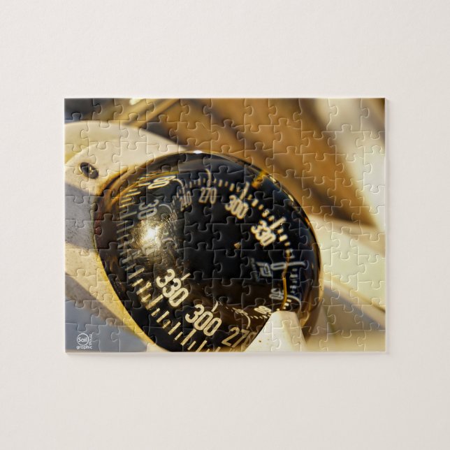 Kompas helpt navigeren en koer behouden.  pussel (Horisontell)