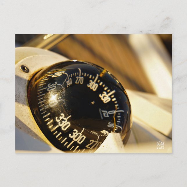 Kompas helpt navigeren en koer behouden.  vykort (Framsida)