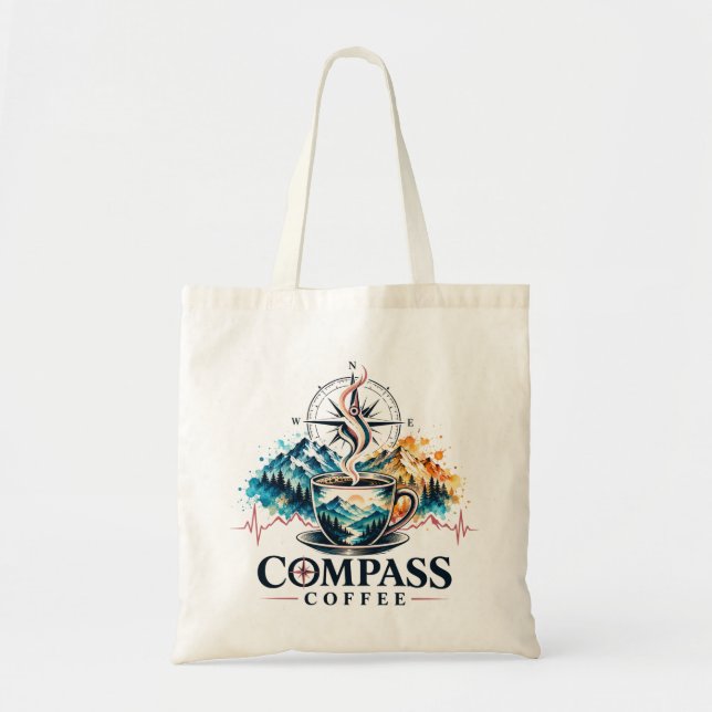 Kompaskaffe Mountain Escape-totebag Tygkasse (Framsidan)