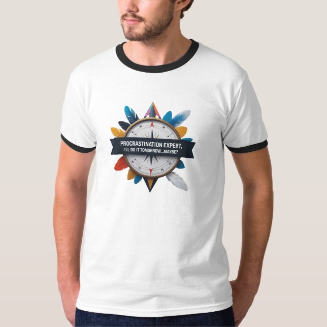 Kompass & Fjädrar Ringtröja T Shirt (Framsida)