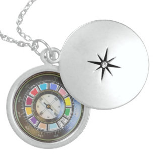 Kompass för sterling silverLocketFaux Berlockhalsband