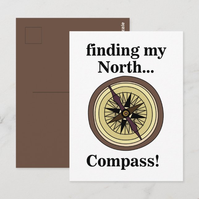 Kompass Instrument Navigering Rikting Rolig Vykort (Fram/baksida)