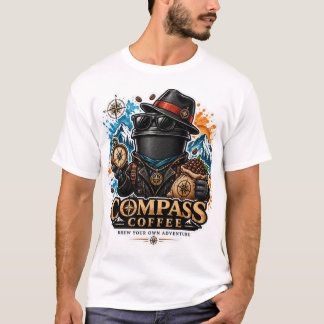 Kompass Kaffeäventyr Vintage Design T Shirt