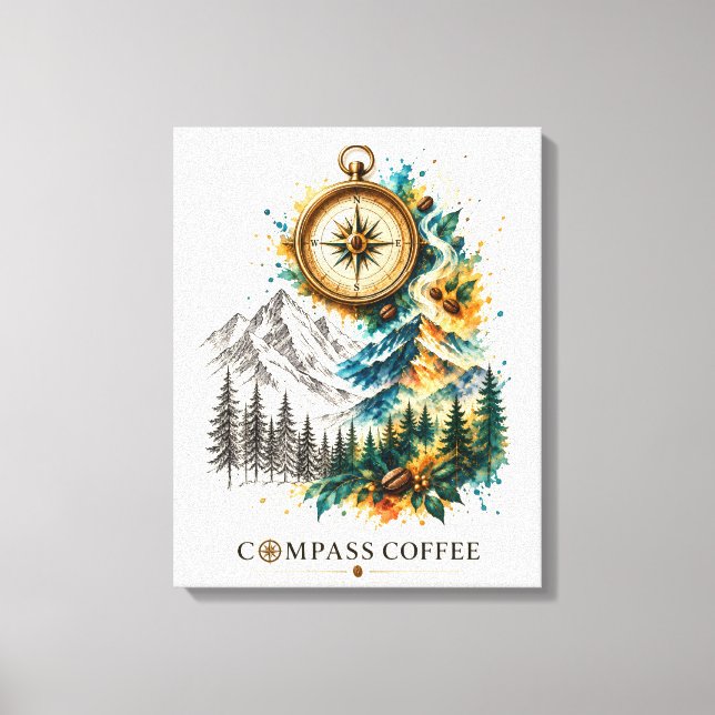 Kompass Kaffebjerg Landskapsväggkonst Canvastryck (Framsida)