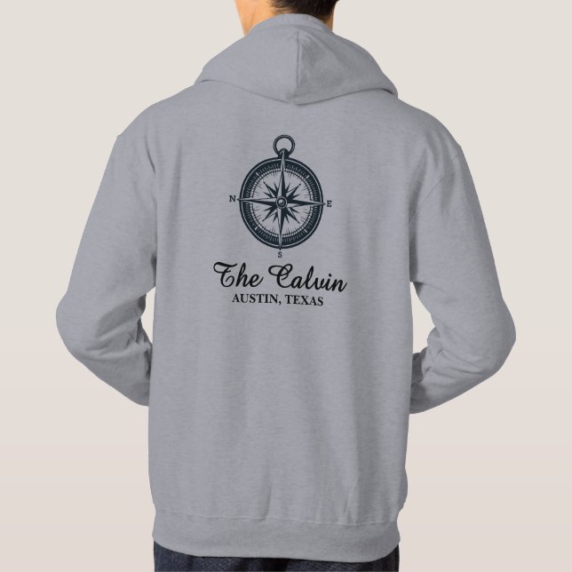 Kompass med båtnamn hoodie (Baksida)