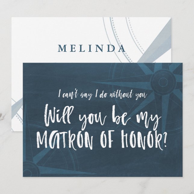 Kompass Naughty Will You be My Matron of Honor Inbjudningar (Fram/baksida)