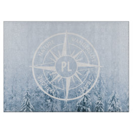 Kompass stjärna emblem monogram vinter gran skog