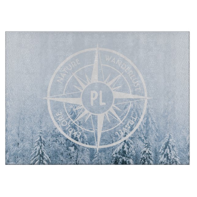 Kompass stjärna emblem monogram vinter gran skog (Framsidan)