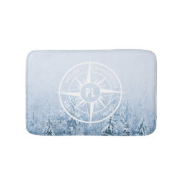 Kompass stjärna emblem monogram vinter gran skog badrumsmatta