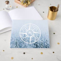Kompass stjärna emblem monogram vinter gran skog