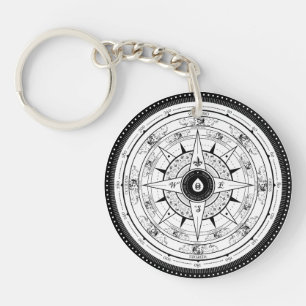 Kompasset steg - Keychain (vit)