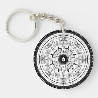 Kompasset steg - Keychain (vit)